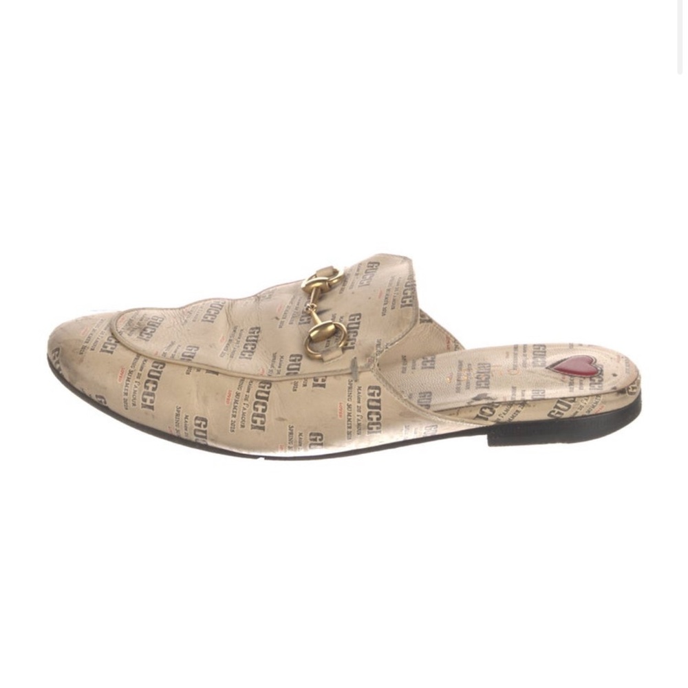 Gucci printed leather mules
